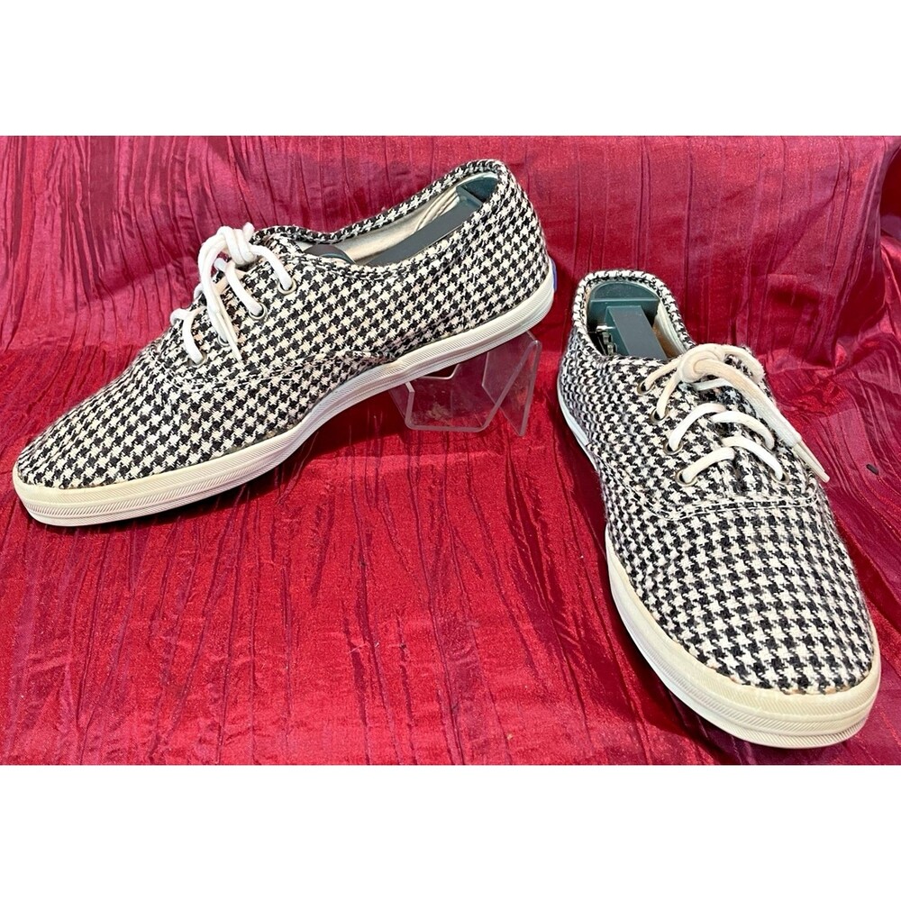 Womens Keds Classic White /Balck Checkerboard Canvas Lace Up Sneakers sz 7M
